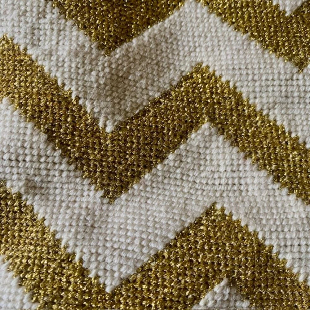 Jonathan Adler Happy Chic Christmas Stocking Cream Metallic Gold Chevorn